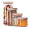Glass Food Storage Container Set of 4 with Wooden Lid for Pasta