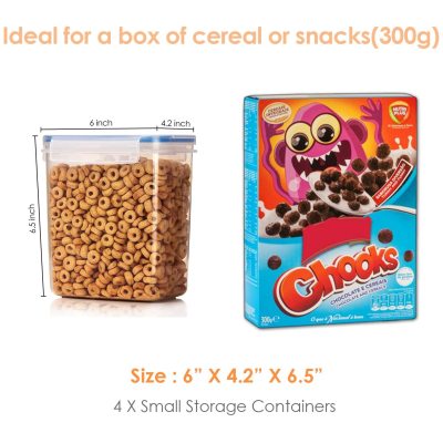 Airtight Food Storage Container Set of 6 with Easy-Lock Lid, Flour Container made of BPA-Free, 3.6L*2, 1.6L*4