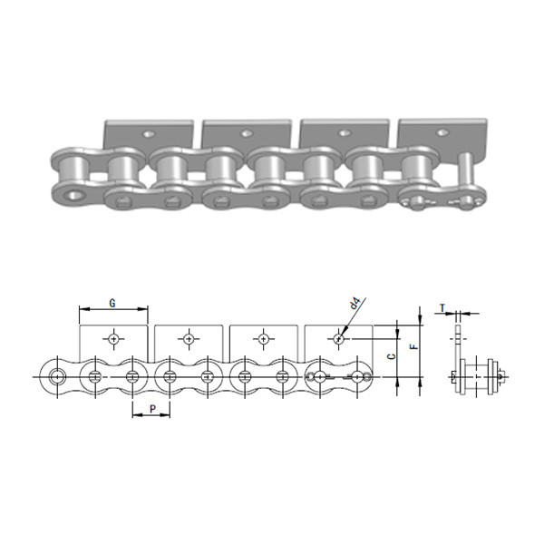 Short pitch stainless steel chain WSA&WSK series attachments | Thick stainless steel chain | Stainless steel  roller chain manufacturer