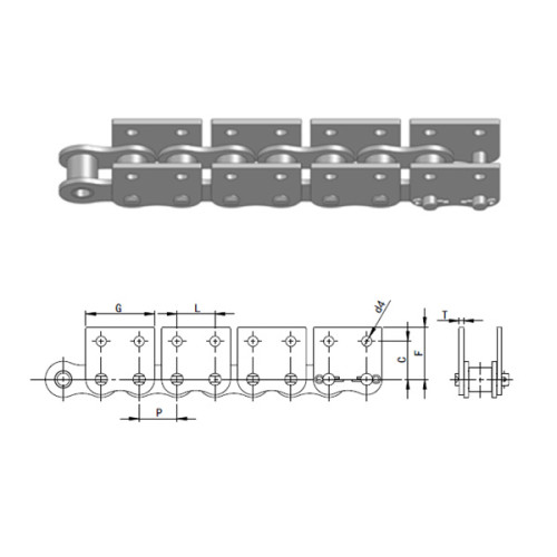 Short pitch roller chain WSA&WSK series attachments | Industrial roller chain conveyor | Roller chain attachments