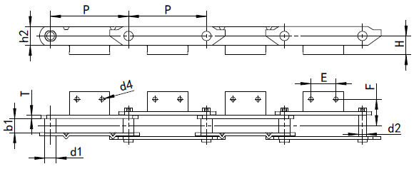 P250 deep pan apron conveyor chain