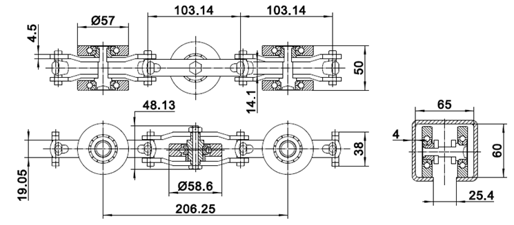 8 inch enclosed track chain 