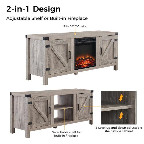 Farmhouse Electric Fireplace TV Stand for TV\'s Up to 65