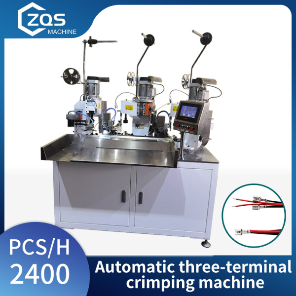 Automatic three-terminal crimping terminal machine