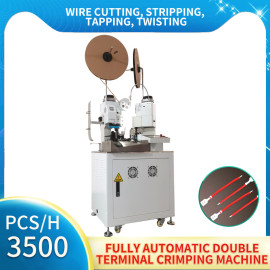 Fully automatic stepper motors double-head terminal crimping machine