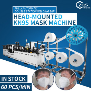2021 fully automatic headband KN95 N95 2D mask making machine with double ear loop welding position 60pcs per min