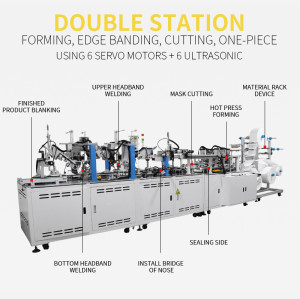 Fully Automatic double station hot pressing side welding ear loop 3M cup mask machine 12-15pcs per min