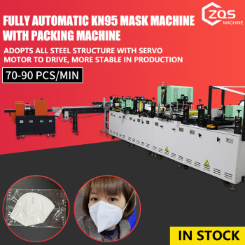 Fully automatic KN95 mask machine with flip belt and 3 servo motors packing machine