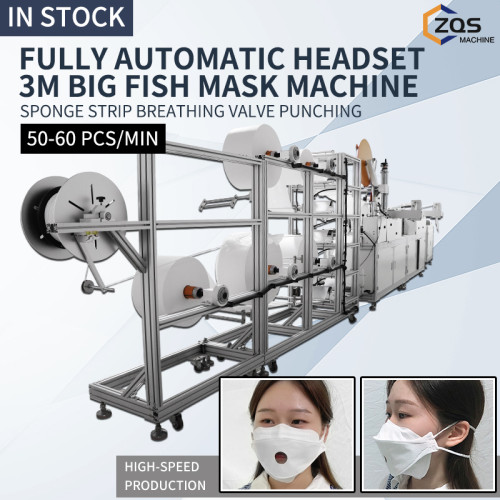 High Speed fully automatic 3M model KF94 headband mask making machine with sponge strip breath valve