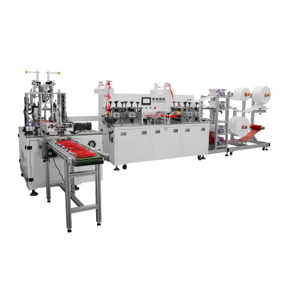 130-160pcs per min 1+1 positioning KF94 fish mask machine with flip device and ear loop folding device .