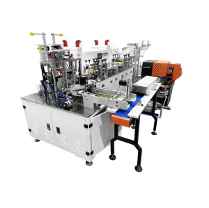 1+1  KF94 fish mask machine with flip device and ear loop folding device ,waste recycling device  and packing machine 130-160pcs per min