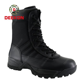 Custom Molded Sole Military Tactical Black Leather Army Combat Boots For Men