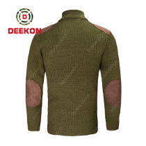 Deekon factory wholesale army green O-Shape Collar customized  1/4 zipper Long Sleeve sweater pullover