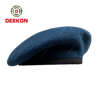 Deekon High Quality Customized Blue Color Wool Army Military Beret Hat