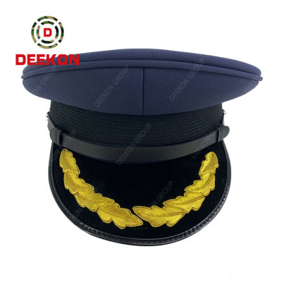 Deekon Supply Dark Blue Military Peaked Cap  Army Office Hat With Chin Strap