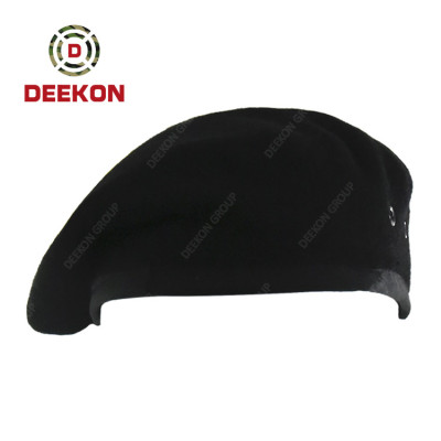 Deekon Supply Saudi Arabia 100% Wool Blank Black Military Beret Cap for Man and Woman