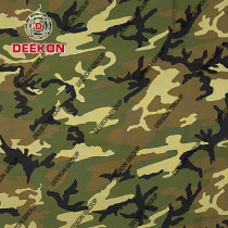 Wholesaler Woodland Plain 100% Polyester Camouflage Fabric with WR PU Coated for Military Poncho