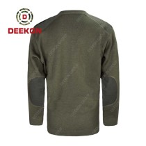 Deekon factory supply army green V-neck collar  Long Sleeve military acrylic sweater
