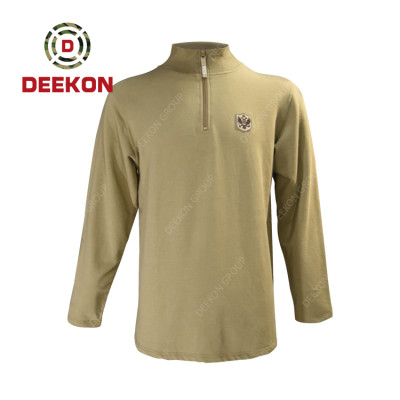 Deekon military shirt factory Army Supply 100% Cotton O-Shape Collar Long Sleeve Shirts with Zipper