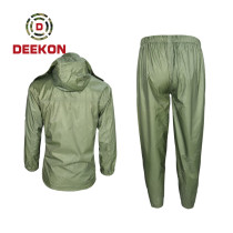 Ecofriendly Raincoat manufacture Custom Police Military Army 100% Polyester Rainwear with PU coated
