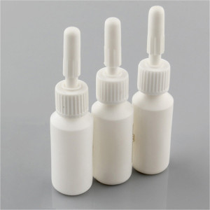 Sanle 10ml PE cylinder round glue bottle with long needle tip cap
