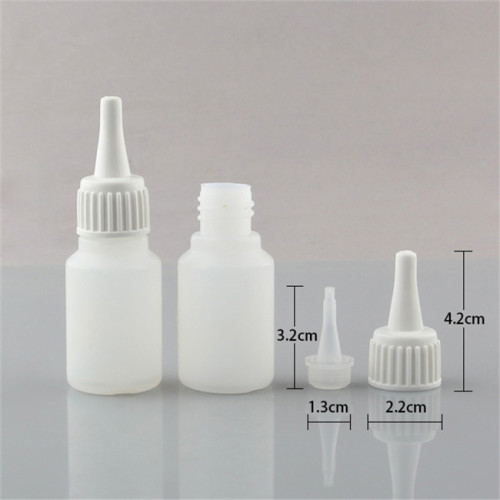 Sanle 15ml PE cylinder round glue bottle with long tip cap