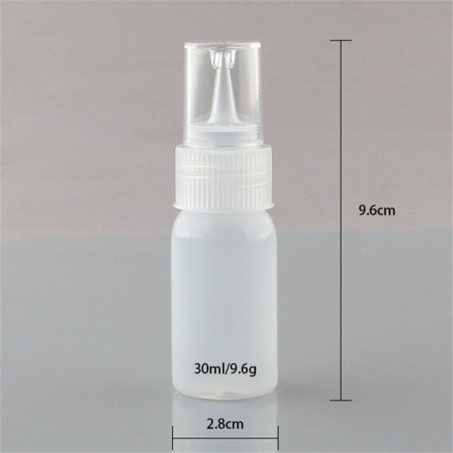 Sanle 30ml PE cylinder round squeeze glue bottle with dropper tips