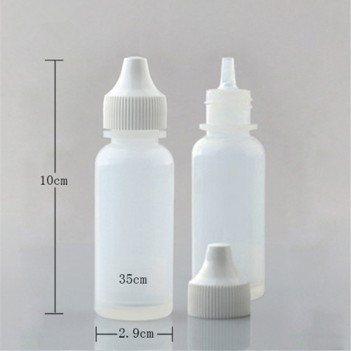 Sanle 35ml PE boston round clear squeeze bottles with dropper cap
