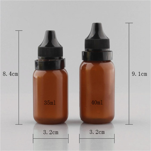 Sanle 35ml PE boston round amber dropper bottles with tamper proof cap