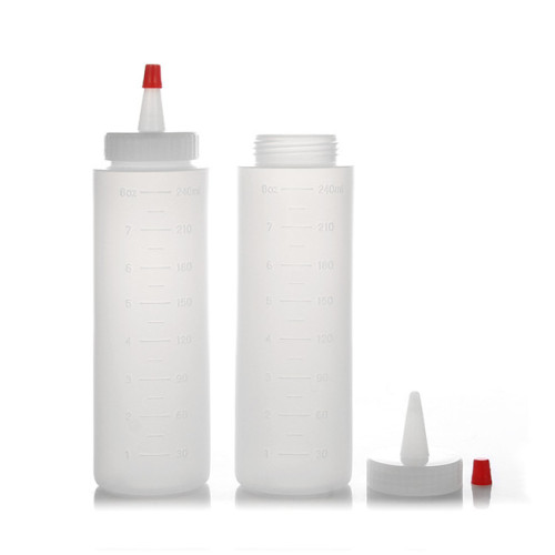 Sanle 120ml LDPE Wide Mouth Cylinder Plastic sauce squeeze bottle with nozzle Red Tip Dropper