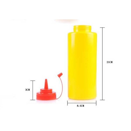 Sanle 500ml LDPE wide mouth cylinder plastic squeeze bottle with nozzle ketchup dispensing cap