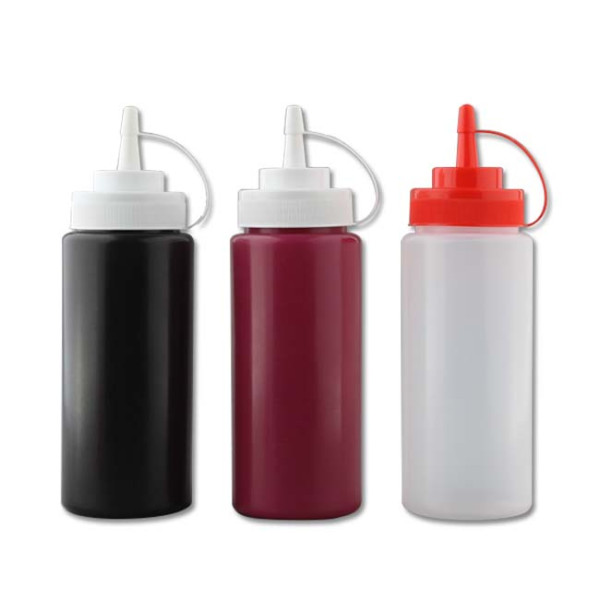 Sanle 500ml LDPE wide mouth cylinder plastic squeeze bottle with ketchup dispensing cap