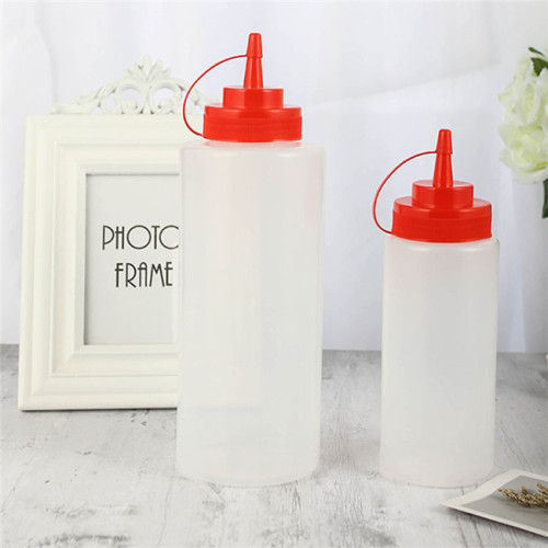 Sanle 1000ml LDPE wide mouth cylinder condiment squeeze bottles with nozzle ketchup dispensing cap