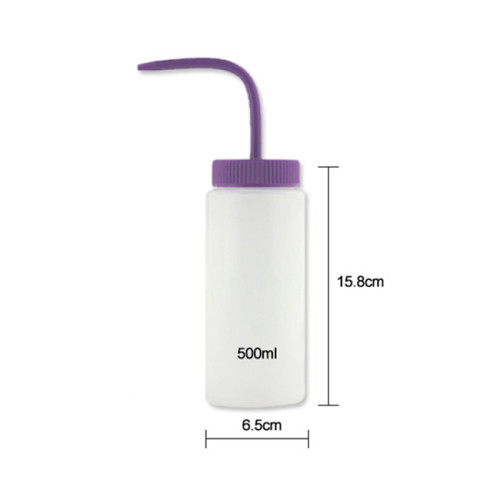 Sanle 500ml LDPE wide mouth wash bottle chemistry cylinder plastic wash bottle for lab squirt bottle with bend mouth cap