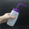 Sanle 500ml LDPE wide mouth cylinder plastic wash bottle for lab with bend mouth cap