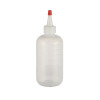 Sanle 480ml LDPE boston round plastic squeeze bottle with nozzle measure scale