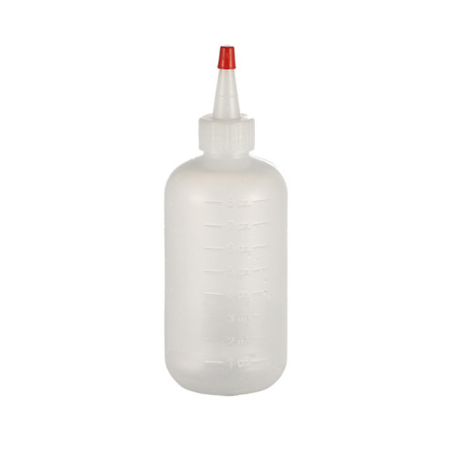 Sanle 480ml LDPE boston round plastic squeeze bottle with measure scale