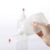 Sanle 480ml LDPE boston round plastic squeeze bottle with nozzle measure scale