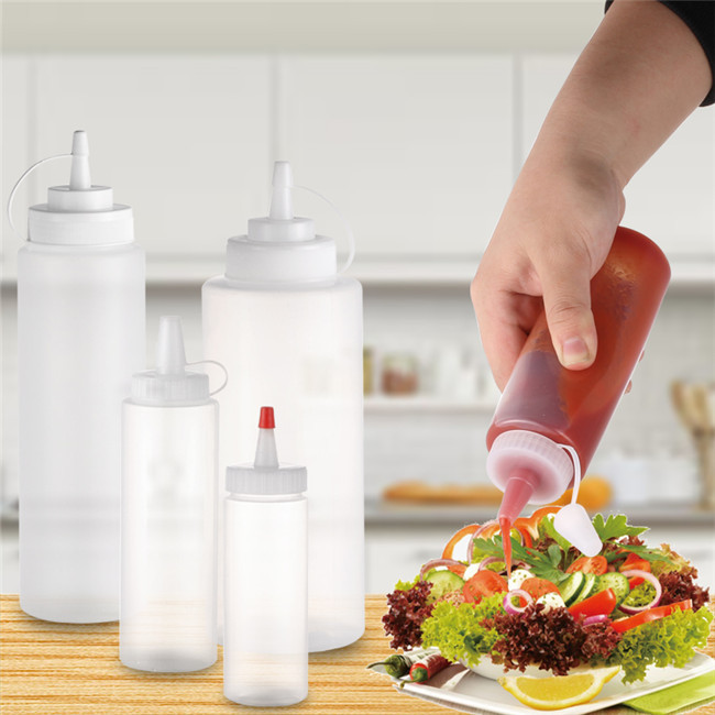 Sanle 120ml LDPE Sauce Squeeze Bottle with Red Tip Cap