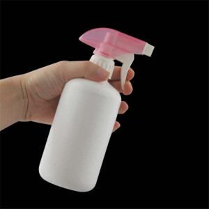 Sanle 420ml HDPE boston reound plastic bottle with sprayer