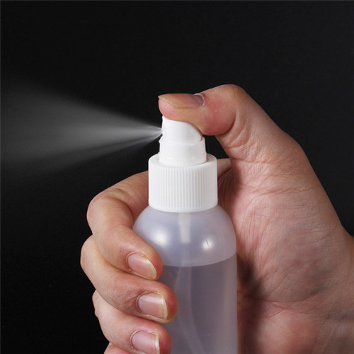 Sanle 100ml LDPE cosmo round plastic squeeze bottle with sprayer