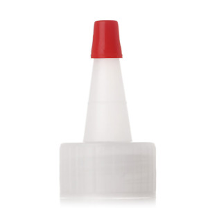 Transparent LDPE yorker cap with red tip and 24/410 neck finish
