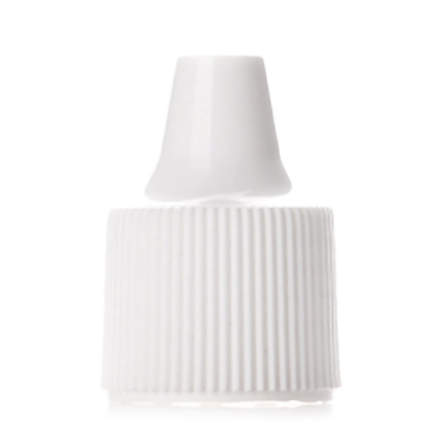 White unlined Polypropylene (PP) dropper tip cap with 18/410 neck finish