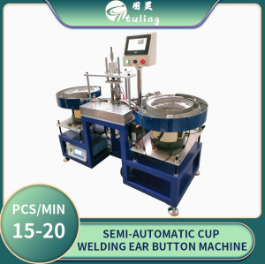 Semi-automatic cup welding ear button machine