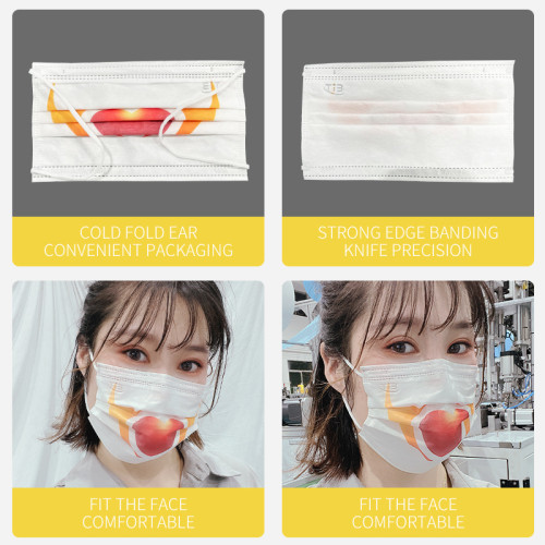 new automatic colorful customized positioning printing with servo positioning 3ply flat pattern mask machine can one key switch adult to kids size of mask