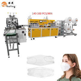 fully automatic high-speed 130-160pcs/min nice KF94 mask machine with waste recycling device and earloop folder