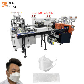 automatic high speed 130-160pcs/min  KF94 face mask machine be connect to packing machine full automatic production line KF94