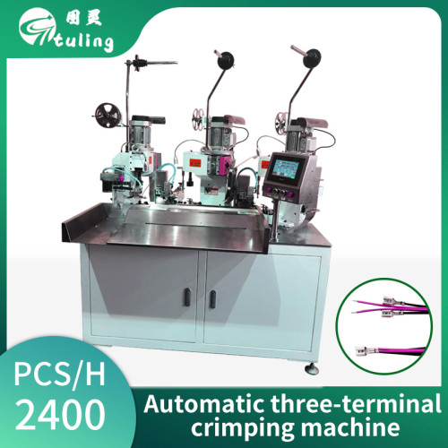 Automatic three-terminalcrimping machine