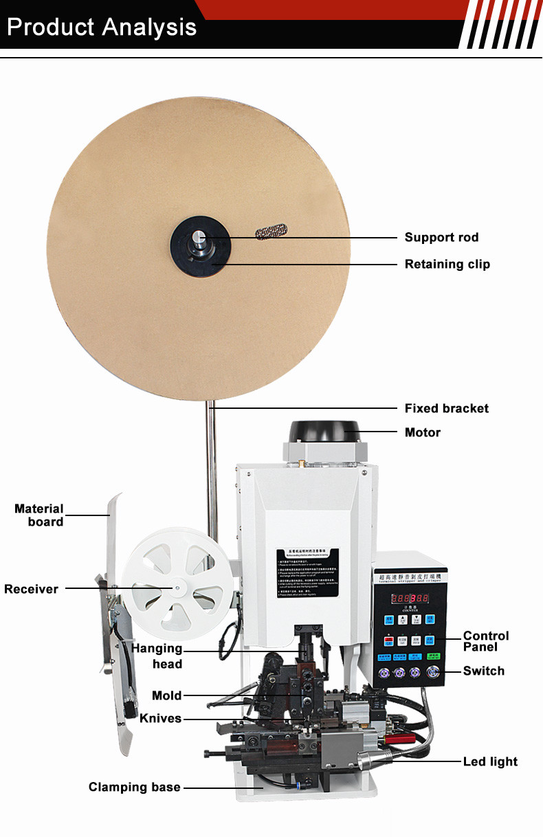 TR-BD14 Semi-Automatic Button Type Wire Stripping And Terminal Crimping Machine