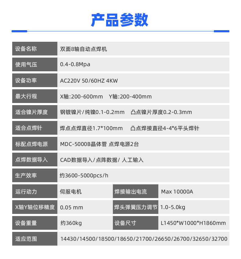  锂电磁晶体管双面8轴点焊机